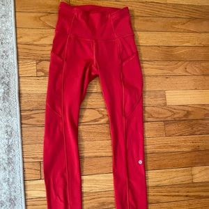Lululemon Fast and Free red leggings size 2